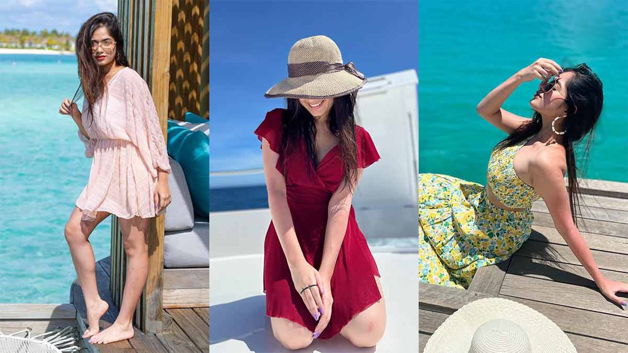 जन्नत ज़ुबैर ने शेयर की अपने वेकेशन की तस्वीर, कभी लाल ड्रेस में दिया पोज तो कभी पानी में बैठकर जीता फैंस का दिल