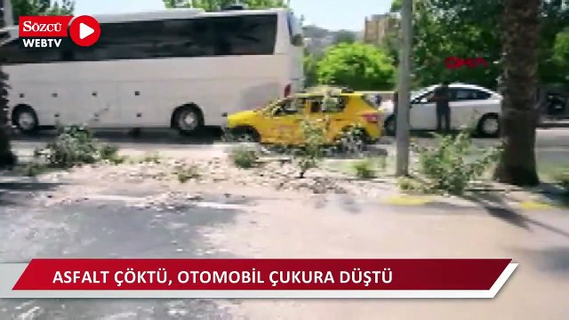Şanlıurfa'da asfalt çöktü, otomobil çukura düştü
