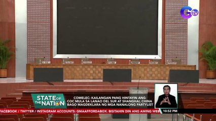Comelec: kailangan pang hintayin ang COC mula sa Lanao Del Sur at Shanghai, China bago magdeklara ng mga nanalong partylist | SONA