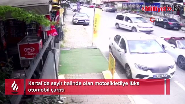 Kartal’da lüks otomobil motosiklet sürücüsünü 15 metre böyle sürükledi