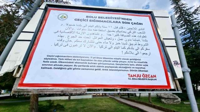 Bolu Belediye Başkanı Özcan'ın sığınmacılara karşı ilanı savcılık kararıyla toplatıldı