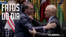 Bolsonaro cumprimenta Alexandre de Moraes, ministro do Superior Tribunal Federal