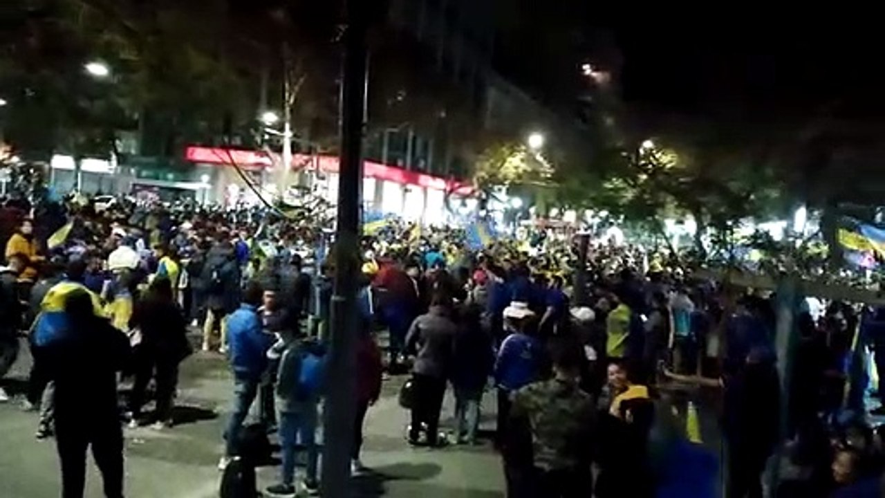 Festejo hinchas de Boca en Mendoza