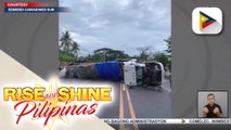 Driver at pahinante sa Camsur, sugatan matapos tumagilid ang sinasakyang truck