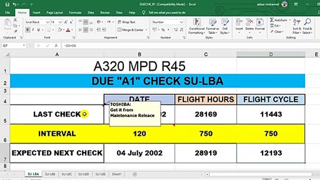 NEXT DUE CHECK CALCULATION