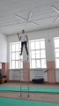 Man Attempts Incredible Trick on Top of Free Standing Ladder