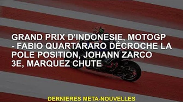 Grand Prix d'Indonésie, MotoGP - Fabio Quartararo prend la pole, Johann Zarco troisième, Marquez tom