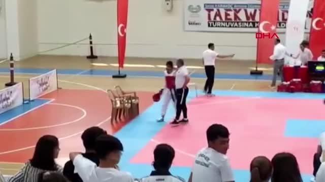 SPOR Tekvando seçmelerinde antrenörden elenen sporcusuna tokat kamerada
