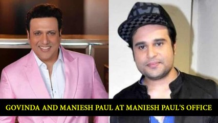 Govinda And Maniesh Paul At Maniesh Paul's Office