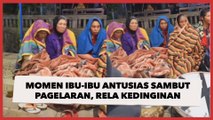 Momen Ibu-Ibu Antusias Sambut Pagelaran, Rela Kedinginan Bawa Selimut Demi Nonton Wayang, Seru!