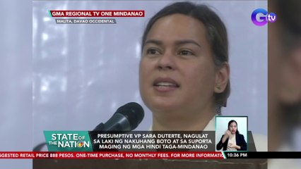 Presumptive VP Sara Duterte, nagulat sa laki ng nakuhang boto at sa suporta maging ng mga hindi taga-Mindanao | SONA