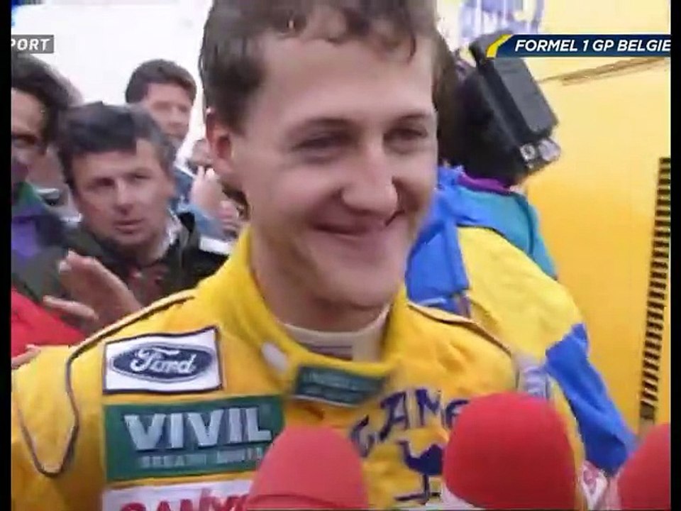 Michael Schumacher nach 1.Sieg in Belgien 1992