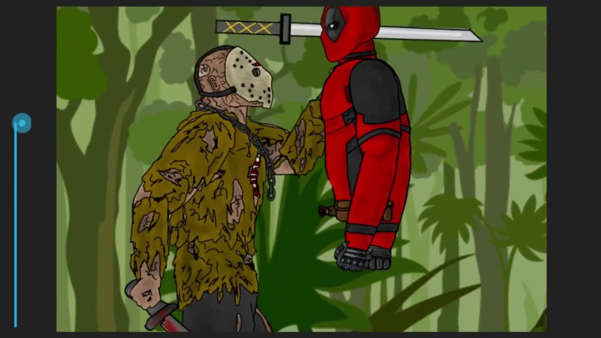 Jason X vs Deadpool Drawing cartoons 2, image size:1920x1080