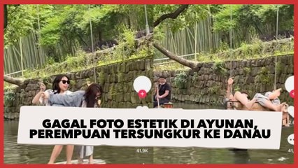 Gagal Foto Estetik Duduk di Ayunan, Video Perempuan Tersungkur Nyebur ke Danau Curi Simpati Warganet