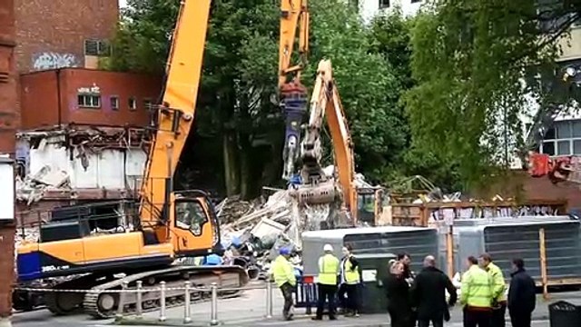 Rubble being cleared as part of demolition work at the former Tokyo Jo’s and Odeon cinema site in Preston
