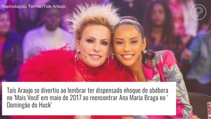 Taís Araujo reage ao recordar dispensa de nhoque de abóbora de Ana Maria Braga na TV em reencontro