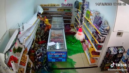 Shelves Full of Beverages Tip Over