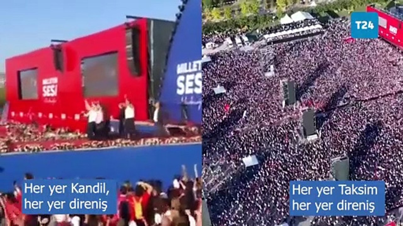CHP mitinginde, “Her yer Kandil, her yer direniş” sloganı atıldığı iddia edilmişti; “Her yer Taksim, her yer direniş” sloganının atıldığı o görüntüler