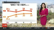 [날씨] 휴일 맑고 더위 여전…저녁까지 동쪽 곳곳 소나기