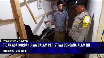 Bongkahan Batu Padas Besar Longsor Menimpa Rumah Warga di Situbondo