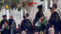 Mezuniyet törenine damga vuran görüntü! Filistinli öğrenci ABD Dışişleri Bakanı Blinken'ın elini sıkmadı