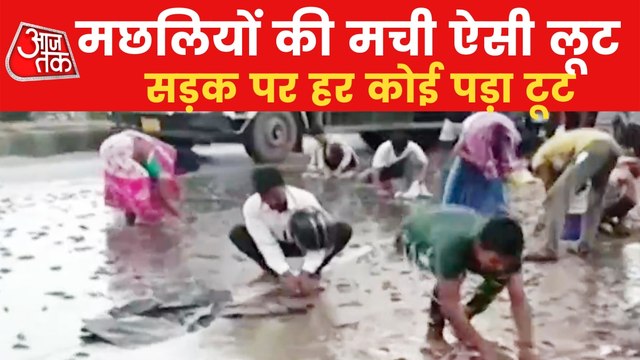 Gaya: Truck overturned on road, people robbed fishes