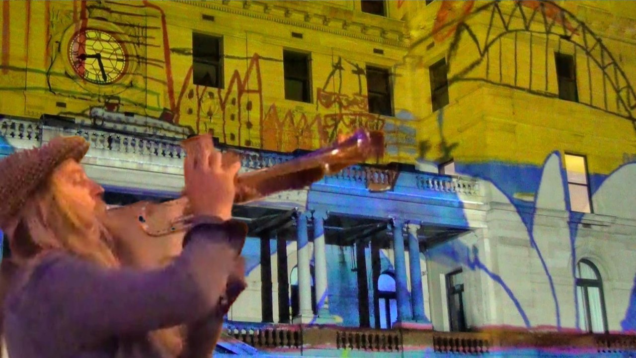 Vivid Sydney  Part1-17 For  Sydney with Love, Ken Done , Vivid Sydney Brass Band  , Custom House & Central Station,  28 May 22