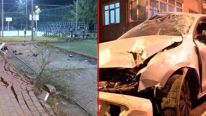 Anlatsanız kimse inanmaz! Maç esnasında halı sahaya araç daldı, gençler son anda kurtuldu