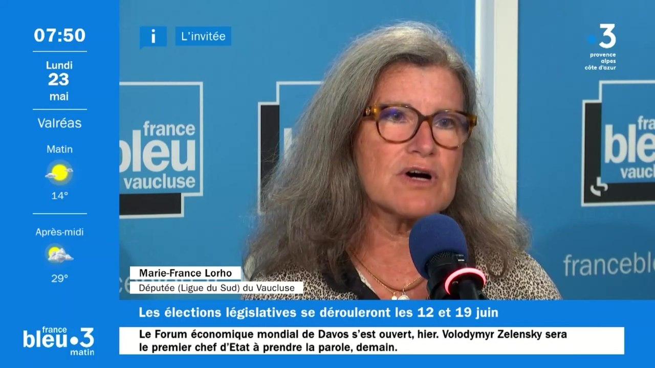 La députée Marie-France Lorho, soutenue à la fois par le Rassemblement national et par Reconquête! aux législatives, est l'invitée de France Bleu Vaucluse