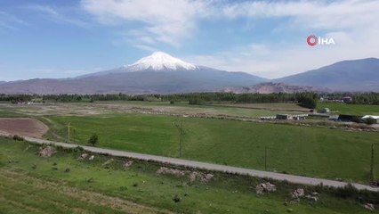 Iğdır Ovasından görüntülenen Ağrı Dağı göz kamaştırıyor