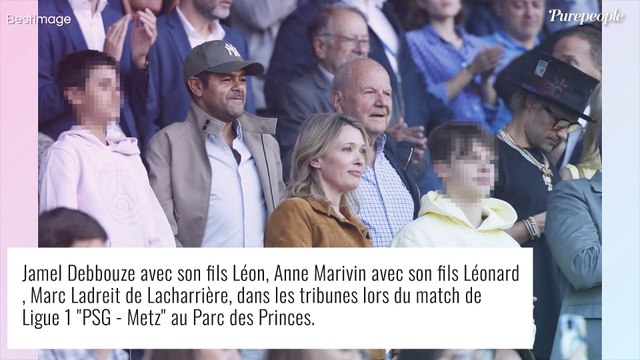 Jamel Debbouze et son fils Léon aux côtés de Marc Ladreit de Lacharrière pour le show Mbappé !