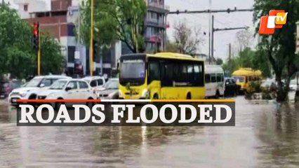 Heavy Rain Triggers Flooding On Road In Gurugram