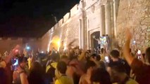Los aficionados del Cádiz CF se acuerdan de Jerez en la celebración de la permanencia
