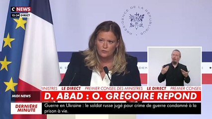 Accusations de viol contre Damien Abad: "Tolérance zéro pour les délinquants sexuels. La justice est la seule à pouvoir trancher", déclare Olivia Grégoire, la porte-parole du gouvernement - VIDEO