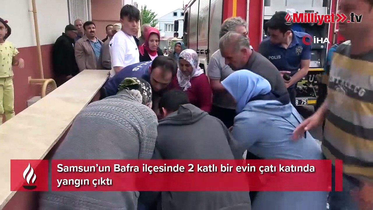 Evinin çatı katında çıkan yangını izlerken sinir krizi geçirdi