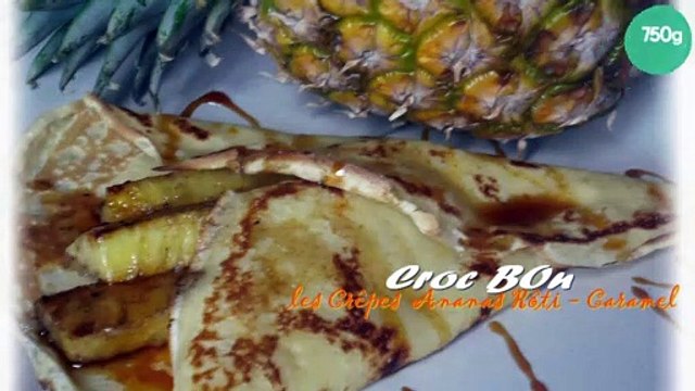 Crêpes ananas rôti et caramel