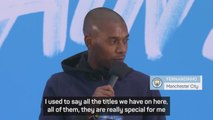 City players celebrate title win onstage with their fans in Manchester