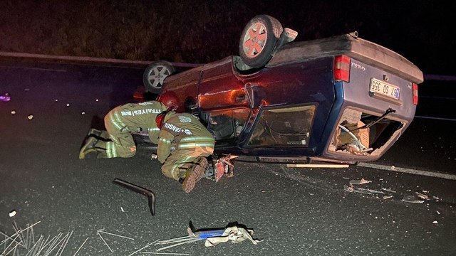 Kuzey Marmara Otoyolu’nda feci kaza: Takla attı, metrelerce sürüklendi
