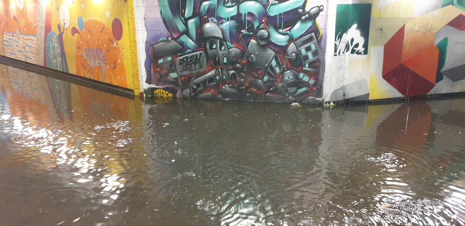 Flooding in Worthing after sudden heavy rain and thunderstorm