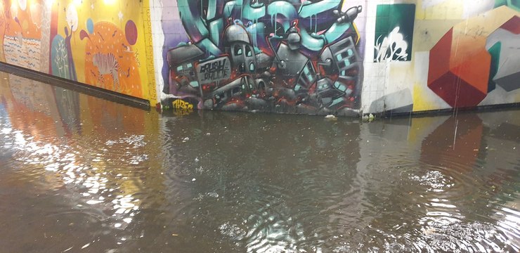 Flooding in Worthing after sudden heavy rain and thunderstorm