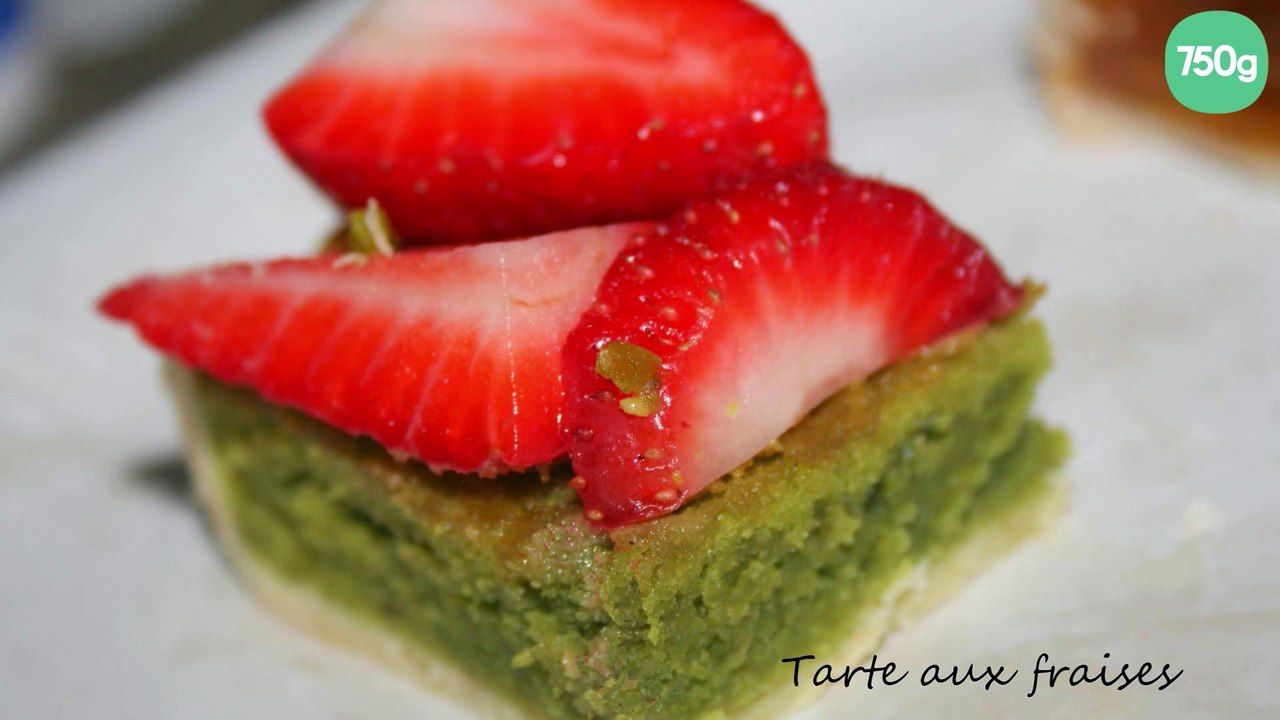 Tarte aux fraises, frangipane pistache