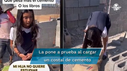 Por querer dejar la escuela para ser influencer, albañil da lección a su hija y se hace viral