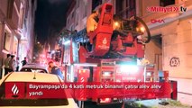 Bayrampaşa'da binanın çatısı alev alev yandı