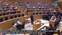 Feijóo desembarca en el Senado para los 'cara a cara' con Sánchez con una gran ovación de su bancada