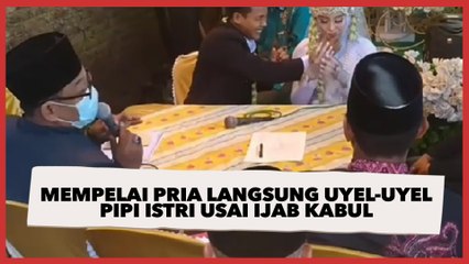 Gemasnya Mempelai Pria Langsung Uyel-uyel Pipi Istri Usai Ijab Kabul, Publik: Ekspresi Habis Nikah Tapi Gak Punya Utang