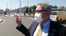 Taksim'de taksi bulamayan işadamı tepki gösterdi