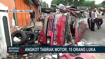 Angkutan Umum Tabrak Motor dan Toko, 15 Orang Luka-luka!