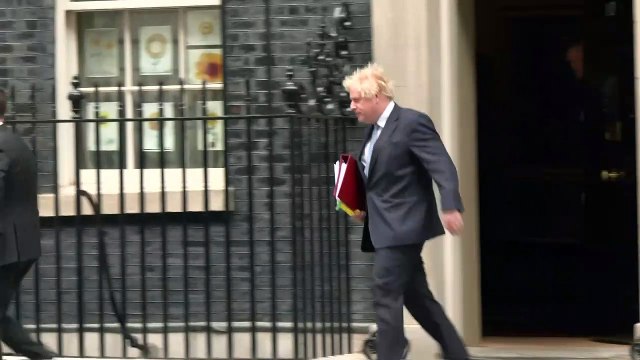 Boris Johnson departs 10 Downing Street ahead of PMQs