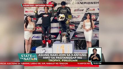 Asong naki-join sa kanyang amo sa pagtanggap ng trophy, pinusuan | SONA