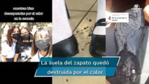 Altas temperaturas derriten zapato de joven estudiante